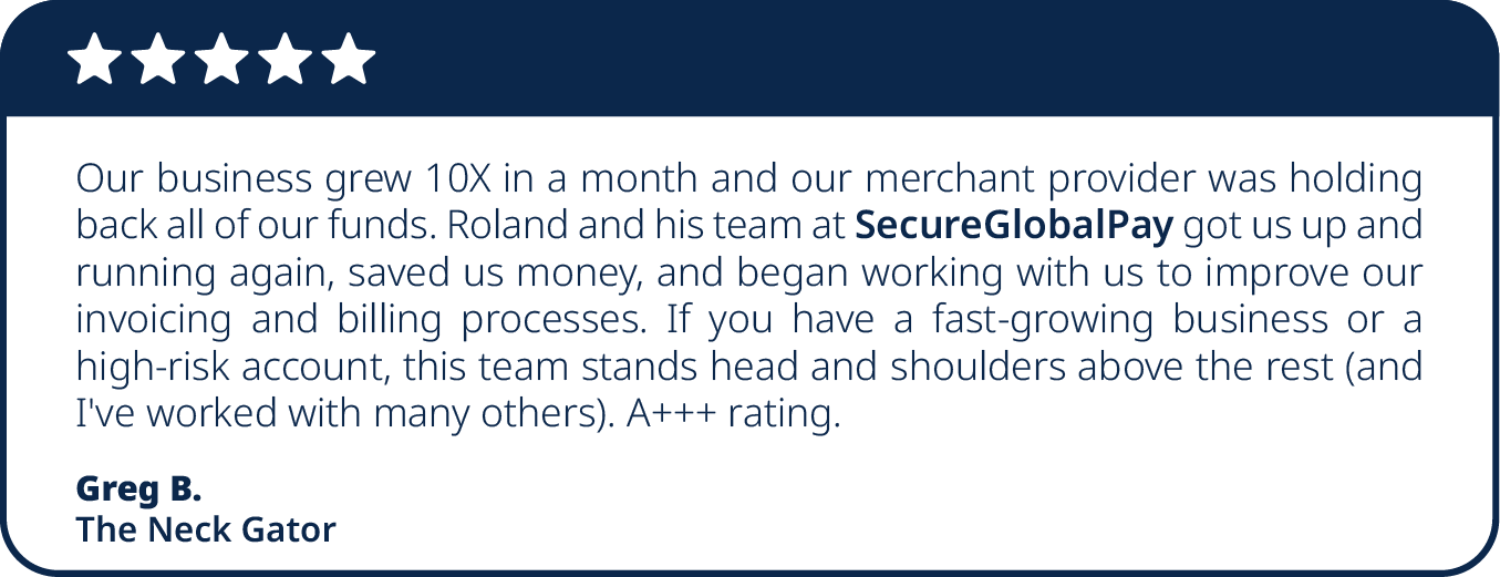 SecureGlobalPay customer testimonial.