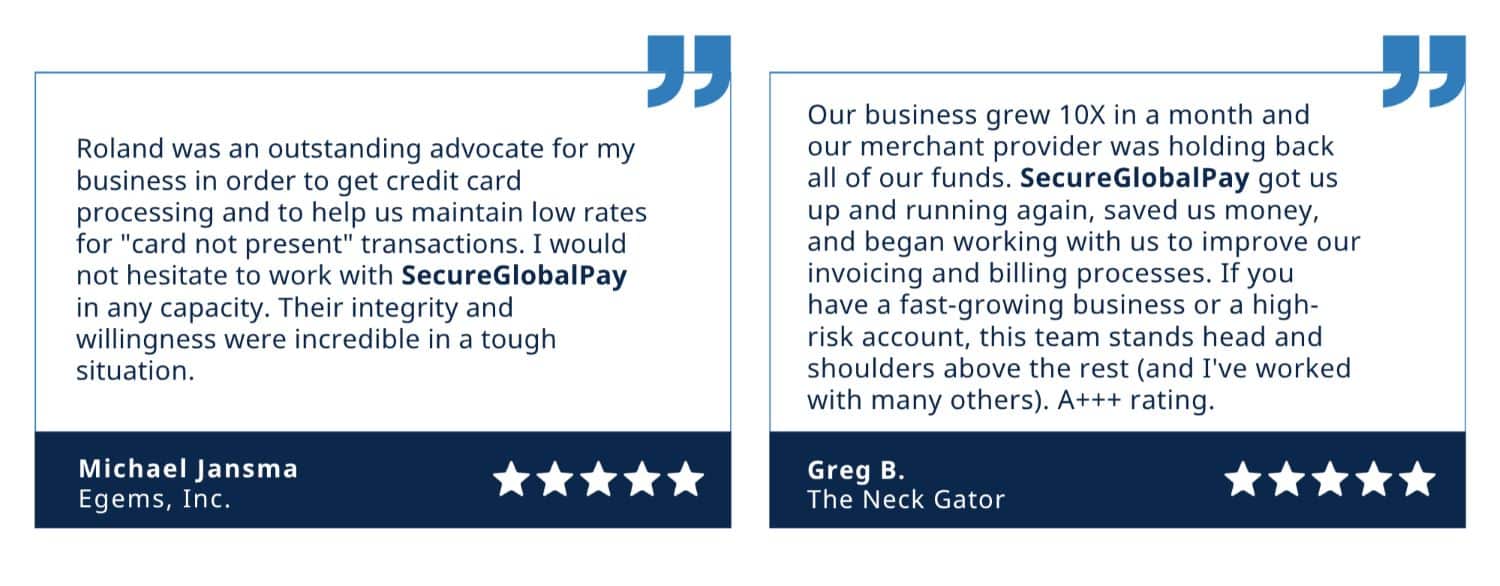 SecureGlobalPay testimonials.